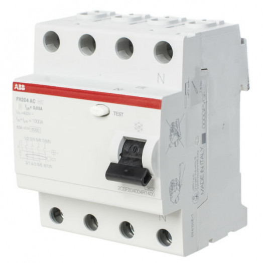 УЗО ABB серия FH204 четырехмодульные, тип AC-40/0,03 УЗО ABB серия FH204 четырехмодульные, тип AC-40/0,03