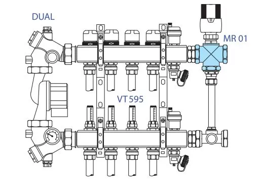 Трехходовой термостатический смесительный клапан Valtec 1" (VT.MR01.N.0603) Трехходовой термостатический смесительный клапан Valtec 1" (VT.MR01.N.0603)