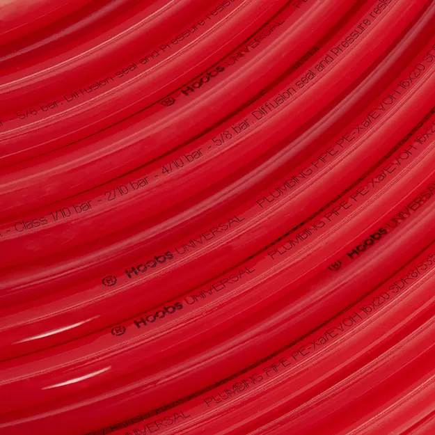 Труба из сшитогой полиэтилена Hoobs PEXa/EVOH 16х2.0 c антикислородным слоем, красная (бухта 200 м) (HB-PEXEV-1620200-P)