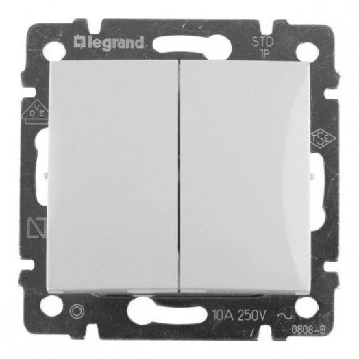 Выключатель Legrand Valena двухклавишный белый