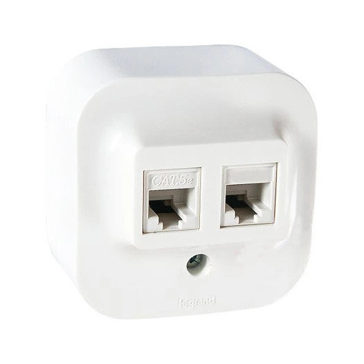 Розетка Legrand Quteo RJ11+RJ45 5E UTP белая Розетка Legrand Quteo RJ11+RJ45 5E UTP белая