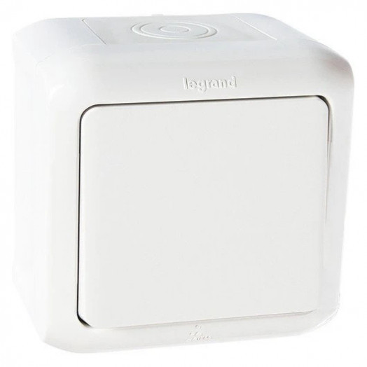 Выключатель Legrand Quteo одноклавишный IP 44 белый Выключатель Legrand Quteo одноклавишный IP 44 белый