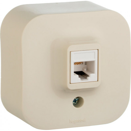 Розетка Legrand Quteo компьютерная 1xRJ45 слоновая кость Розетка Legrand Quteo компьютерная 1xRJ45 слоновая кость