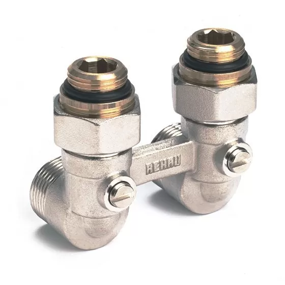 Блок шаровых кранов угловой Rehau G1/2-G3/4" (12407371001) Блок шаровых кранов угловой Rehau G1/2-G3/4" (12407371001)