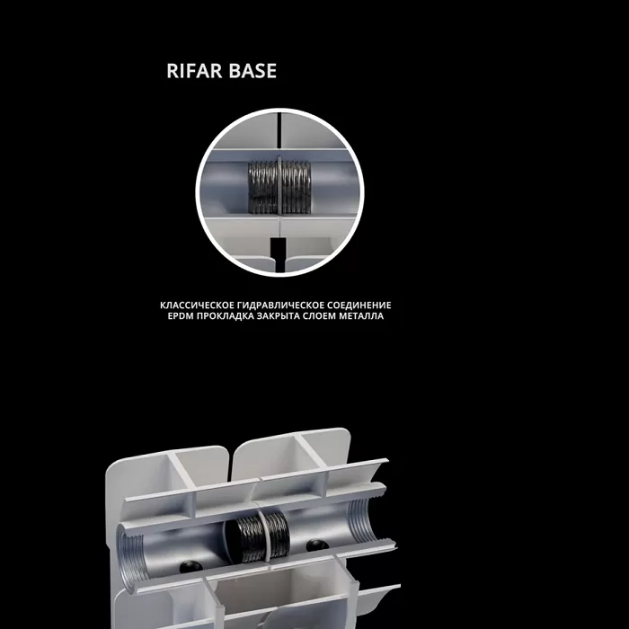 Биметаллический радиатор Rifar Base Ventil 200, 12 секций, с нижним правым подключением