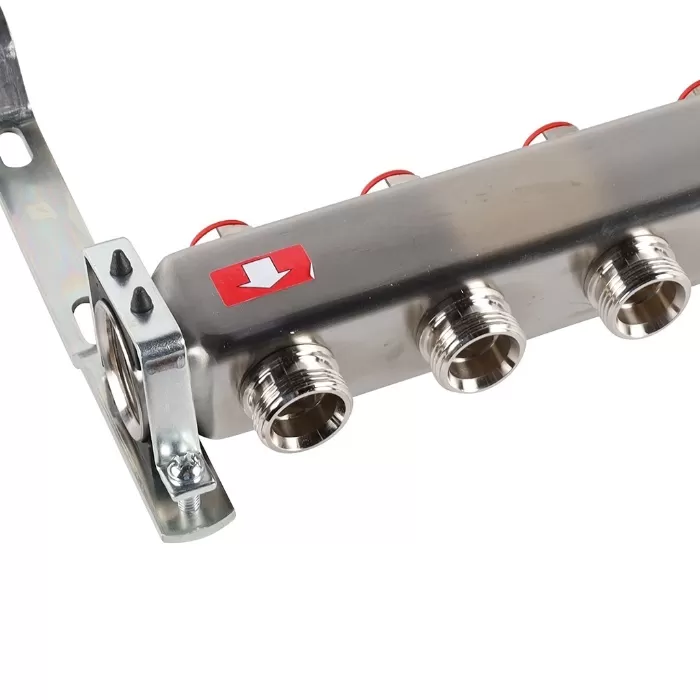 Коллектор Rommer 1"x3/4" на 9 контуров с запорными клапанами (нерж. сталь) (RMS-3200-000009)