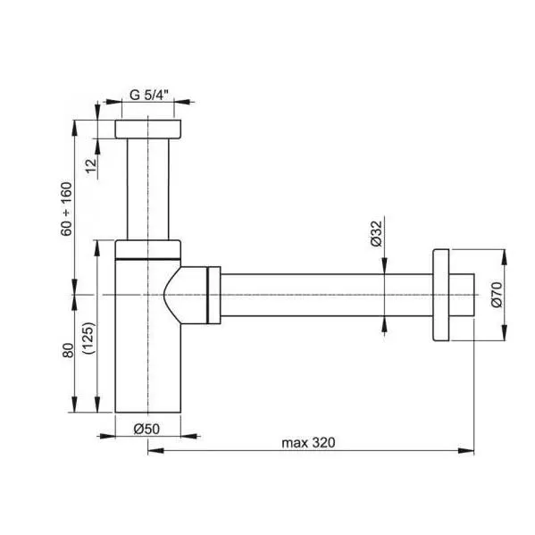 Сифон для раковины AlcaPlast (A400) (32 мм)
