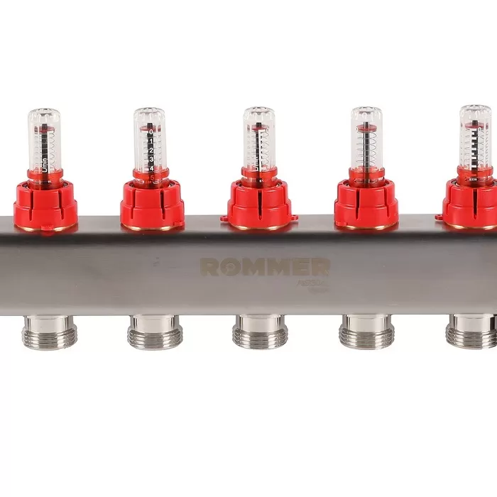 Коллектор Rommer 1"x3/4" на 6 контуров с расходомерами и запорными клапанами (RMS-1201-000006) Коллектор Rommer 1"x3/4" на 6 контуров с расходомерами и запорными клапанами (RMS-1201-000006)