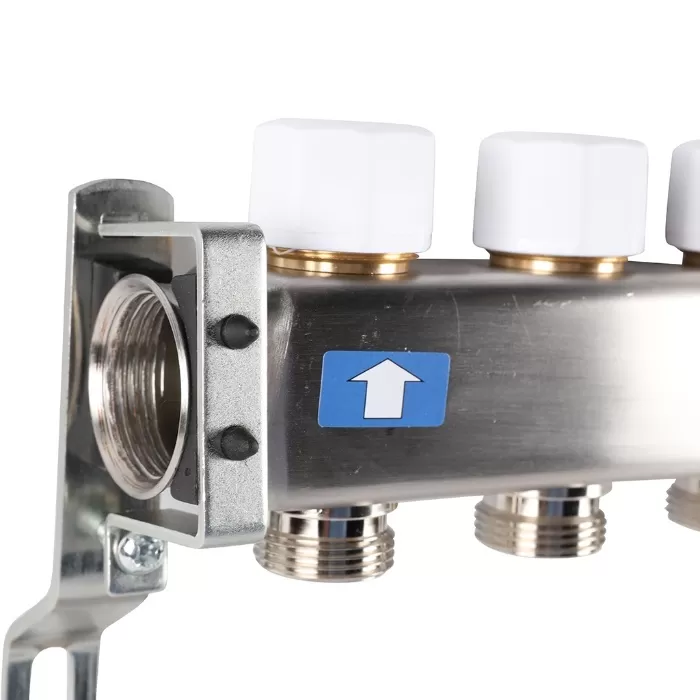 Коллектор Rommer 1"x3/4" на 9 контуров с запорными клапанами (нерж. сталь) (RMS-3200-000009)