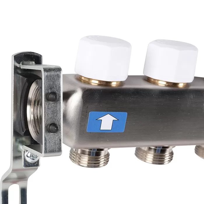 Коллектор Rommer 1"x3/4" на 7 контуров с расходомерами (нерж. сталь) (RMS-1200-000007)