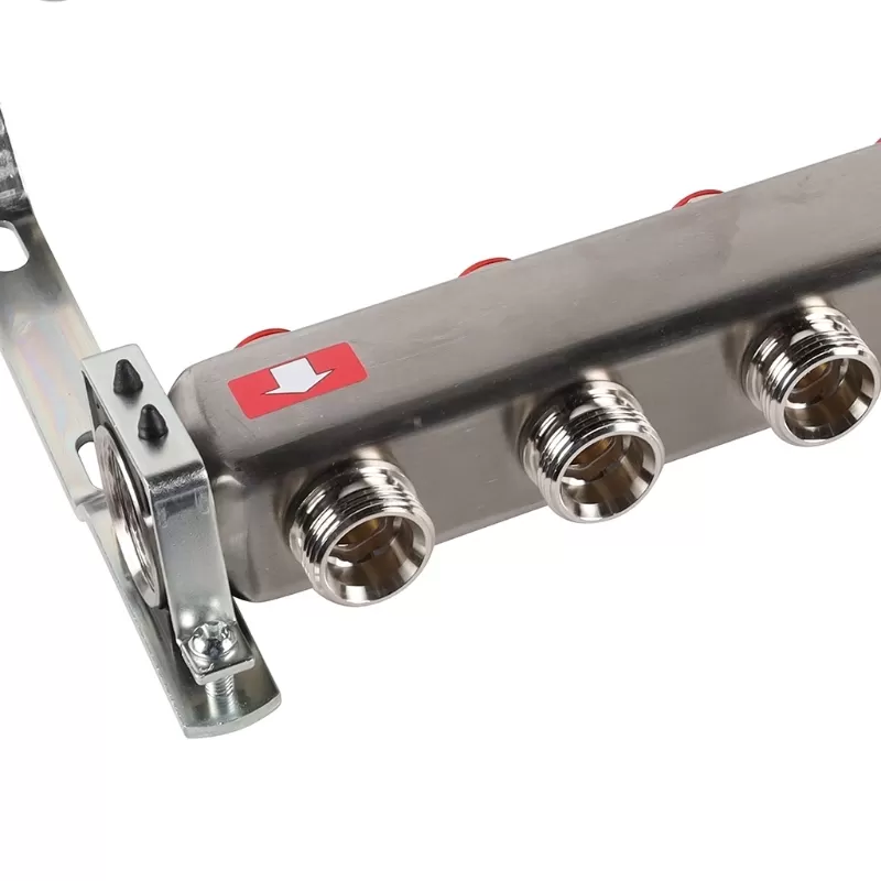 Коллектор Rommer 1"x3/4" на 10 контуров с запорными клапанами (нерж. сталь) (RMS-3201-000010) Коллектор Rommer 1"x3/4" на 10 контуров с запорными клапанами (нерж. сталь) (RMS-3201-000010)