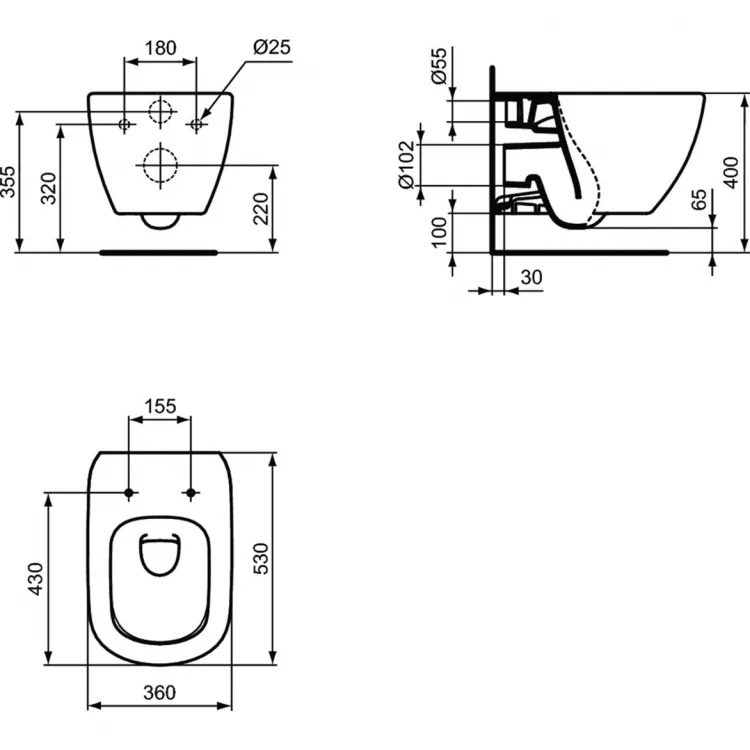 Комплект унитаза Ideal Standard Tesi AquaBlade T386801 Комплект унитаза Ideal Standard Tesi AquaBlade T386801