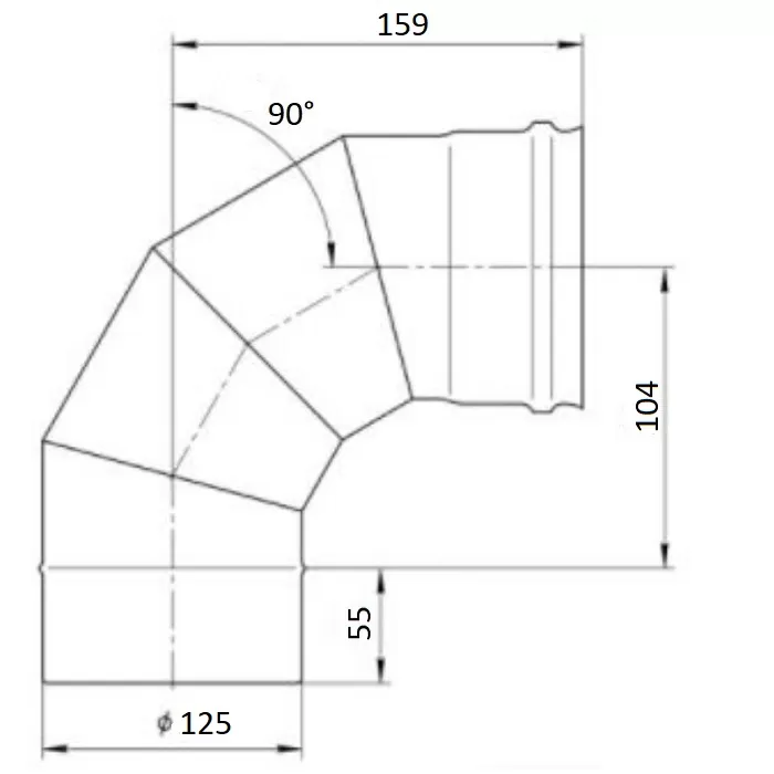 Колено угол 90° Ferrum (430/0,5 мм) Ф125