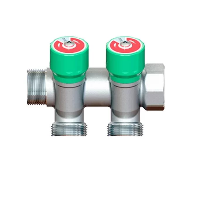 Коллектор модульный Elsen 3/4", 3 отвода -3/4" ЕК с вентилями , латунь (EMW01.03T)