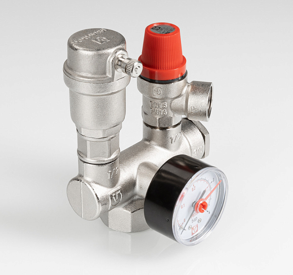 Группа безопасности Valtec 1", 0-4 бар с латунным корпусом для котла (VT.460.0.3) Группа безопасности Valtec 1", 0-4 бар с латунным корпусом для котла (VT.460.0.3)