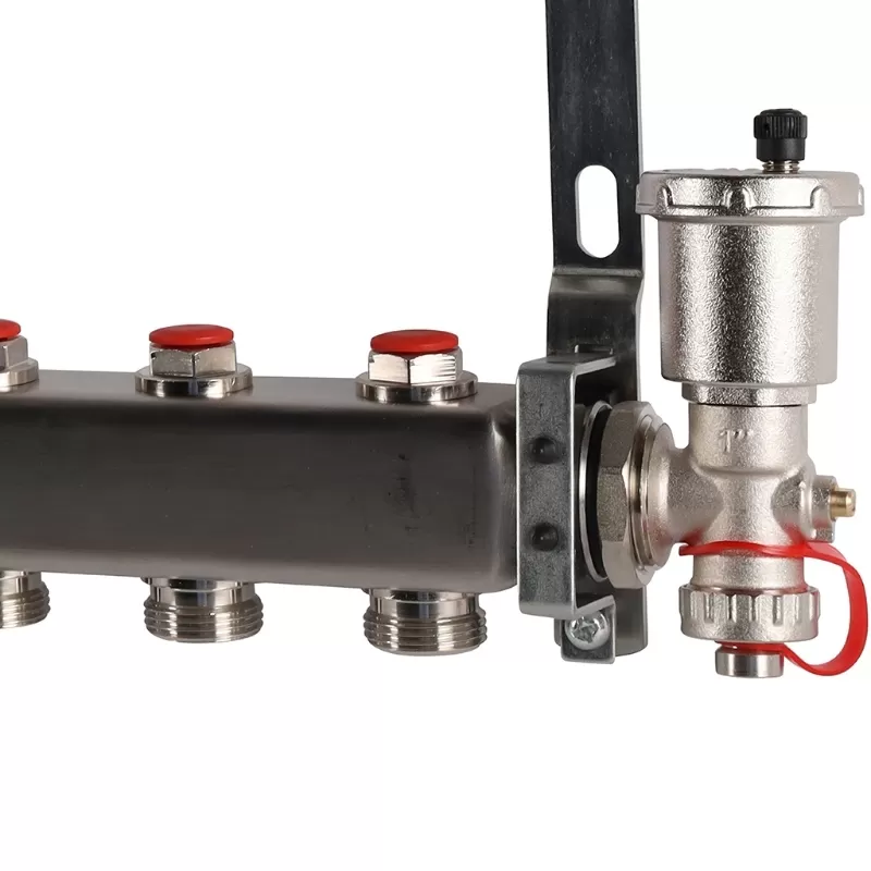 Коллектор Rommer 1"x3/4" на 9 контуров с запорными клапанами в сборе (нерж. сталь) (RMS-3210-000009) Коллектор Rommer 1"x3/4" на 9 контуров с запорными клапанами в сборе (нерж. сталь) (RMS-3210-000009)