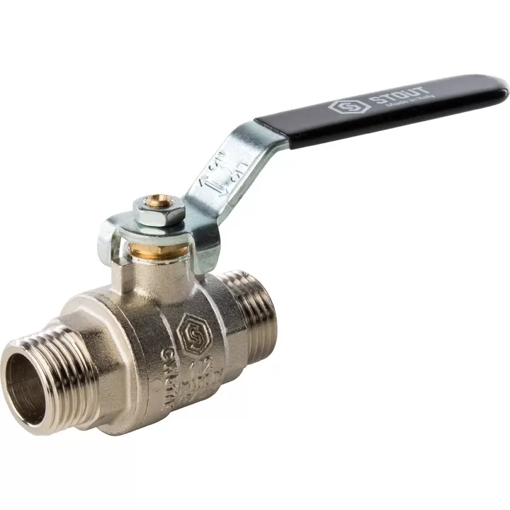 Кран шаровой STOUT полнопроходной, НР/НР, ручка рычаг 3/4" (SVB-0005-000020)