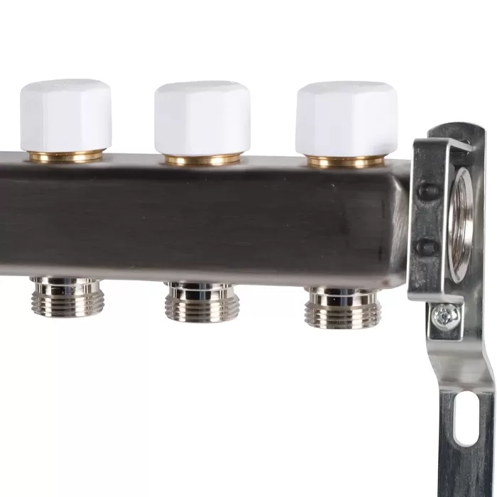 Коллектор Rommer 1"x3/4" на 9 контуров с запорными клапанами (нерж. сталь) (RMS-3200-000009)