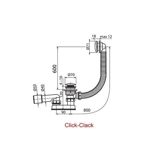 Слив-перелив для ванны Ravak (X01472) Click Clack 800 мм Слив-перелив для ванны Ravak (X01472) Click Clack 800 мм