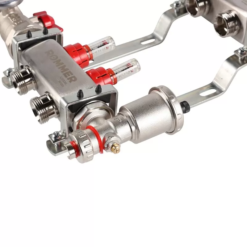 Коллектор Rommer 1"x3/4" на 2 контура с расходомерами в сборе (нерж. сталь) (RMS-1210-000002) Коллектор Rommer 1"x3/4" на 2 контура с расходомерами в сборе (нерж. сталь) (RMS-1210-000002)