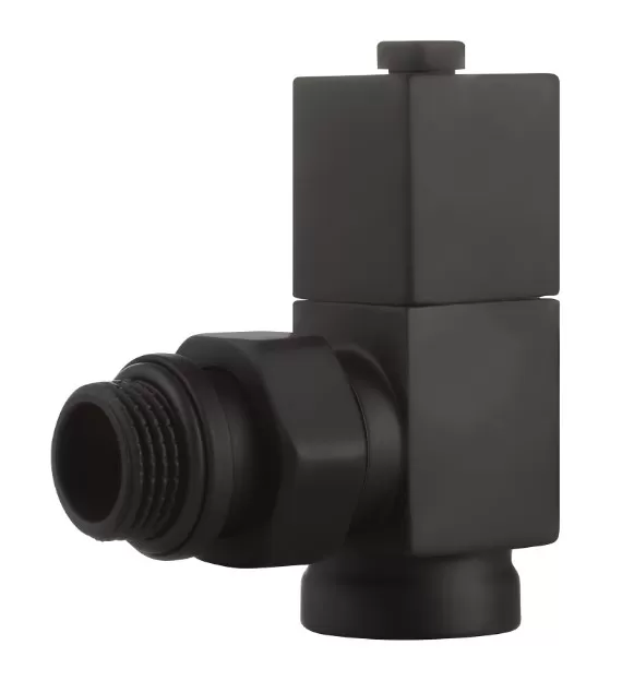 Набор дизайн-вентилей Royal Thermo CUBE, угловой (черный) 1/2" (RTE 56.0009)