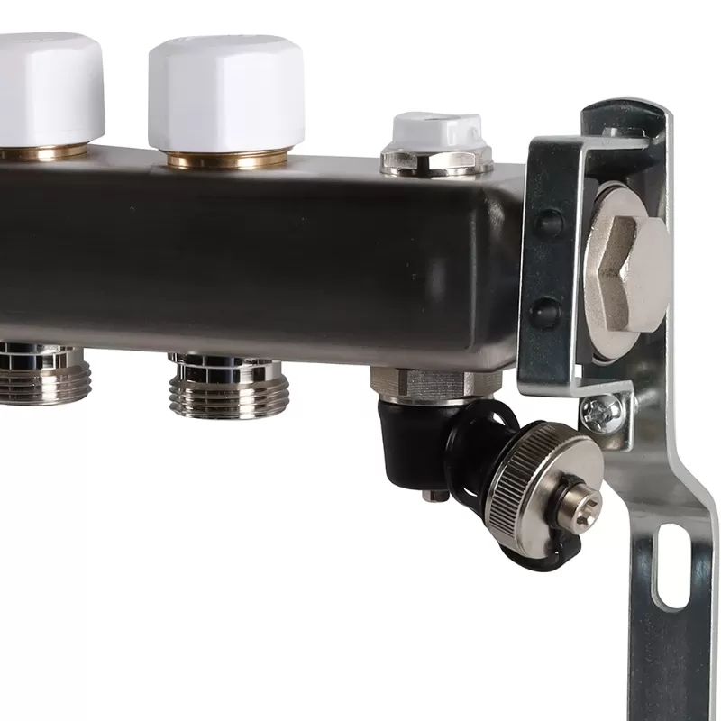 Коллектор Rommer 1"x3/4" на 5 контуров с запорными клапанами (нерж. сталь) (RMS-3201-000005)