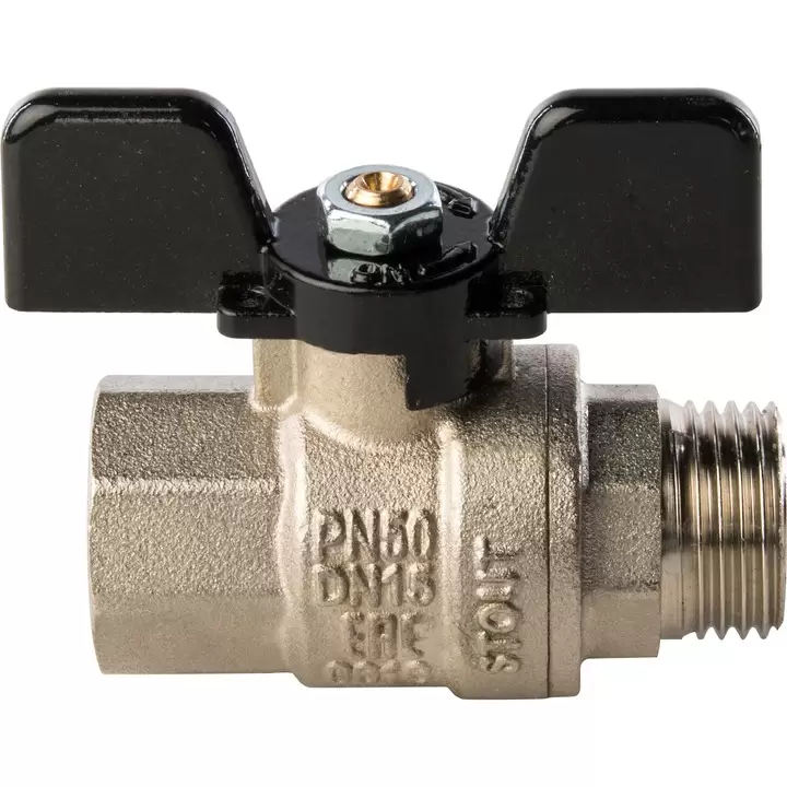 Кран шаровой полнопроходной STOUT ВР/НР, ручка бабочка 1/2" (SVB-0004-000015) Кран шаровой полнопроходной STOUT ВР/НР, ручка бабочка 1/2" (SVB-0004-000015)