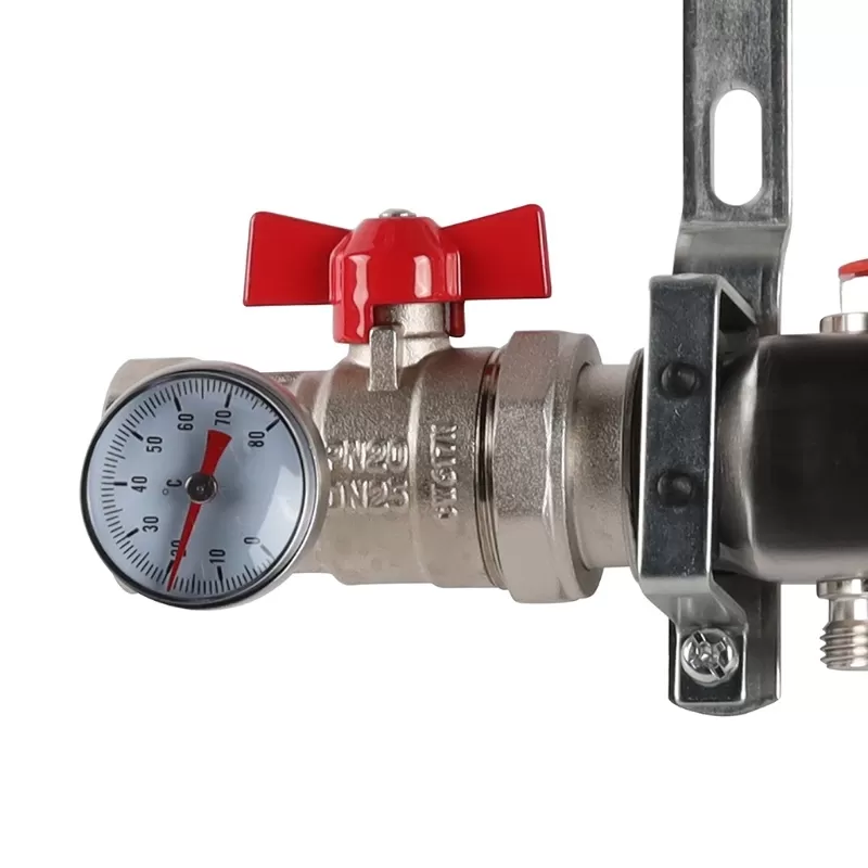 Коллектор Rommer 1"x3/4" на 7 контуров с запорными клапанами в сборе (нерж. сталь) (RMS-3210-000007) Коллектор Rommer 1"x3/4" на 7 контуров с запорными клапанами в сборе (нерж. сталь) (RMS-3210-000007)