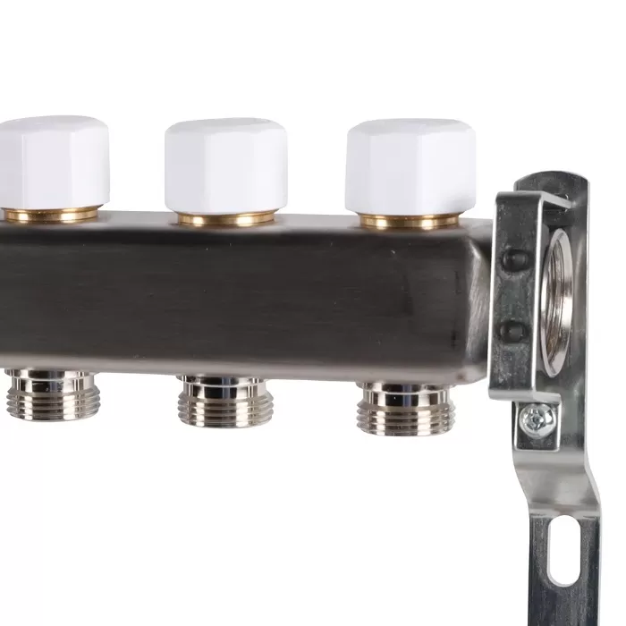 Коллектор Rommer 1"x3/4" на 12 контуров с запорными клапанами (нерж. сталь) (RMS-3200-000012) Коллектор Rommer 1"x3/4" на 12 контуров с запорными клапанами (нерж. сталь) (RMS-3200-000012)