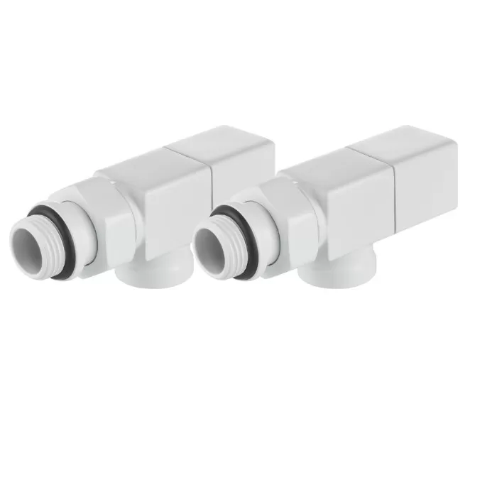 Набор дизайн-вентилей Royal Thermo CUBE, осевой (белый) 1/2" (RTE 56.0003)
