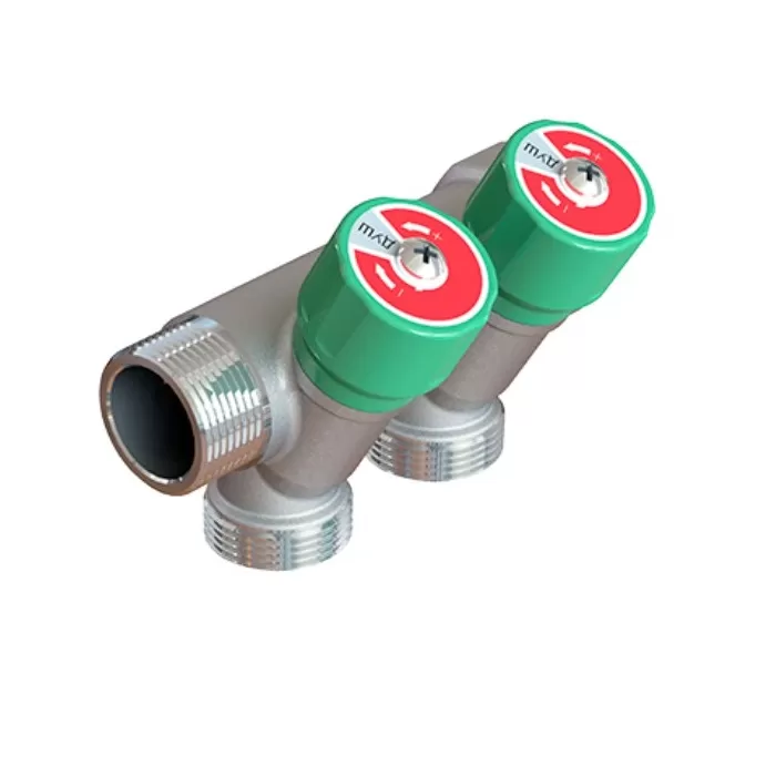 Коллектор модульный Elsen 3/4", 3 отвода -3/4" ЕК с вентилями , латунь (EMW01.03T)