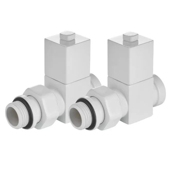 Набор дизайн-вентилей Royal Thermo CUBE, прямой (белый) 1/2" (RTE 56.0005)