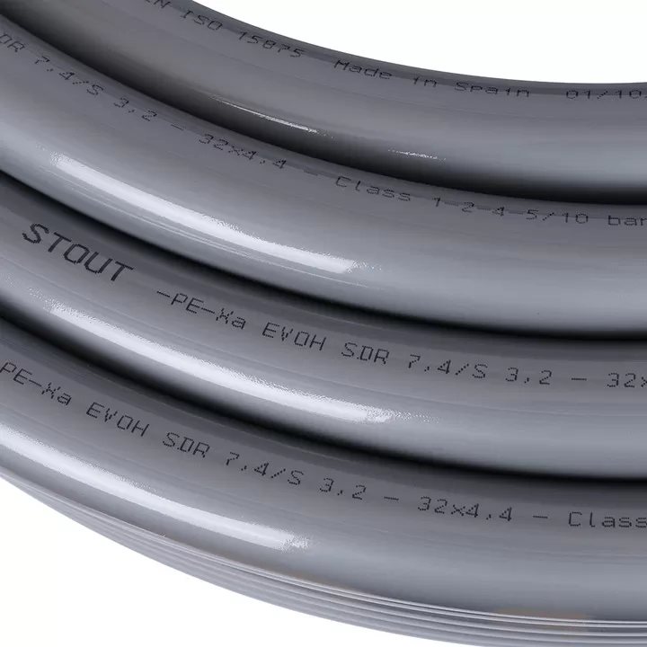 Труба Stout 32х4,4 PEX-a из сшитого полиэтилена с кислородным слоем, серая (отрезок 1 м) (SPX-0001-003244)