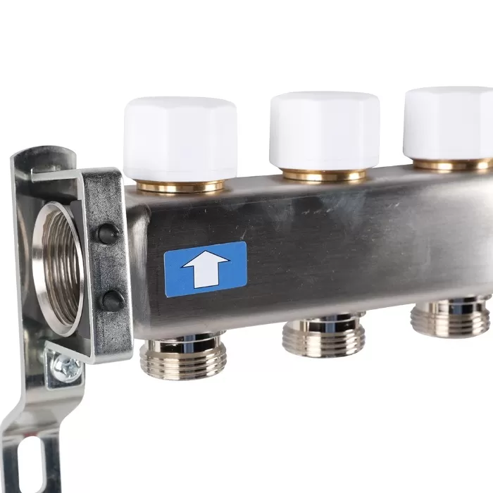 Коллектор Rommer 1"x3/4" на 12 контуров с запорными клапанами (нерж. сталь) (RMS-3200-000012) Коллектор Rommer 1"x3/4" на 12 контуров с запорными клапанами (нерж. сталь) (RMS-3200-000012)