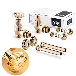 Комплект угловых вентилей SR Rubinetterie Floral Old Style 1/2" x 24/19, цвет золото (A339-1500D0P0) Комплект угловых вентилей SR Rubinetterie Floral Old Style 1/2" x 24/19, цвет золото (A339-1500D0P0)