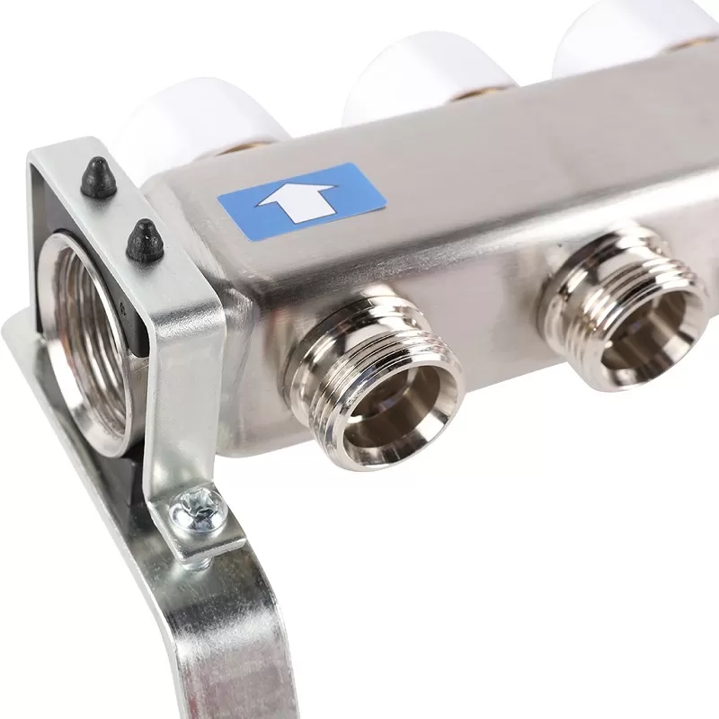 Коллектор Rommer 1"x3/4" на 9 контуров с расходомерами (нерж. сталь) (RMS-1200-000009)
