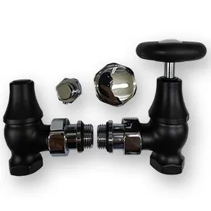 Комплект угловых вентилей SR Rubinetterie Old Style 1/2" с маховиком черный матовый (K390-1500VC0S)