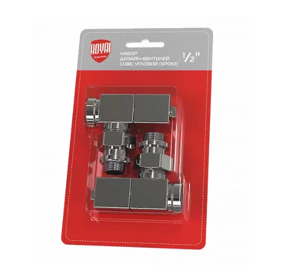 Набор ручной регулировки Royal Thermo угловой CUBE (хром), 1/2" (RTE 56.002)