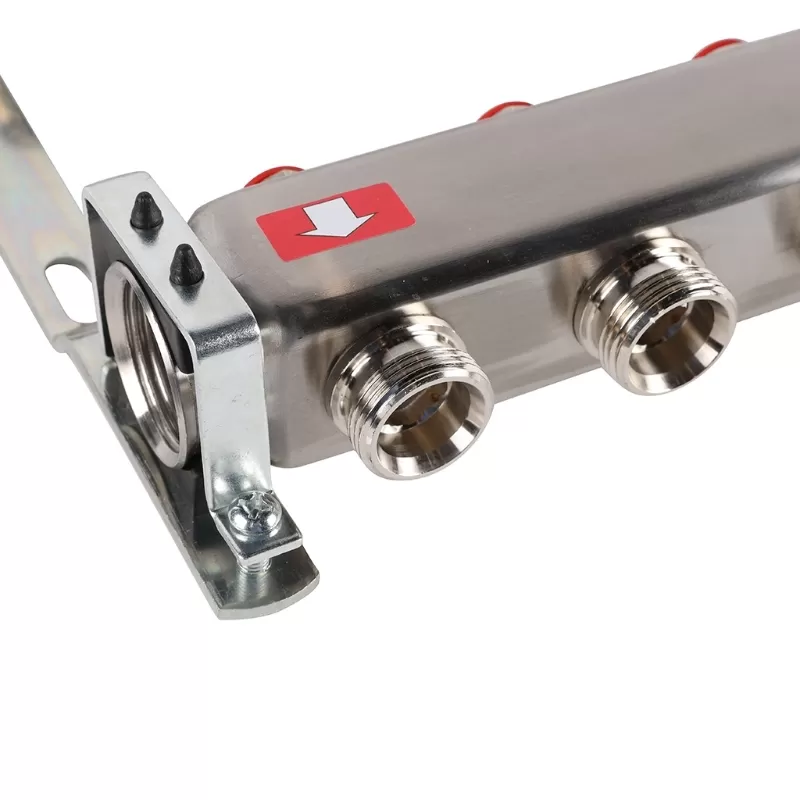 Коллектор Rommer 1"x3/4" на 9 контуров с запорными клапанами (нерж. сталь) (RMS-3201-000009)