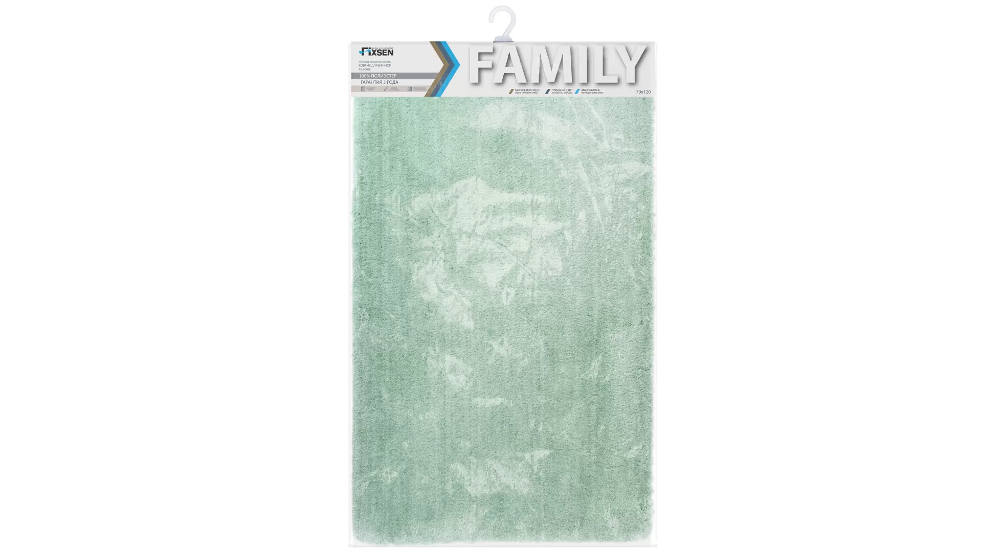 Коврик для ванной Fixsen Family, зеленый, 1-ый (70х120 см), (FX-9003F)