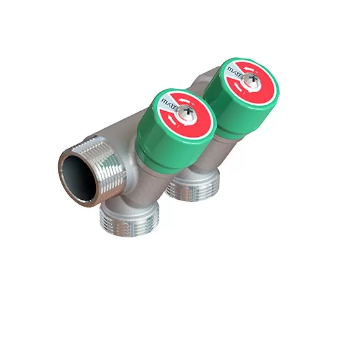 Коллектор модульный Elsen 1", 3 отвода -3/4" ЕК с вентилями , латунь (EMW02.03T) Коллектор модульный Elsen 1", 3 отвода -3/4" ЕК с вентилями , латунь (EMW02.03T)