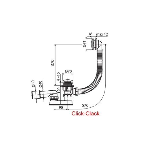 Слив-перелив для ванны Ravak Click Clack (X01377) 570 мм Слив-перелив для ванны Ravak Click Clack (X01377) 570 мм
