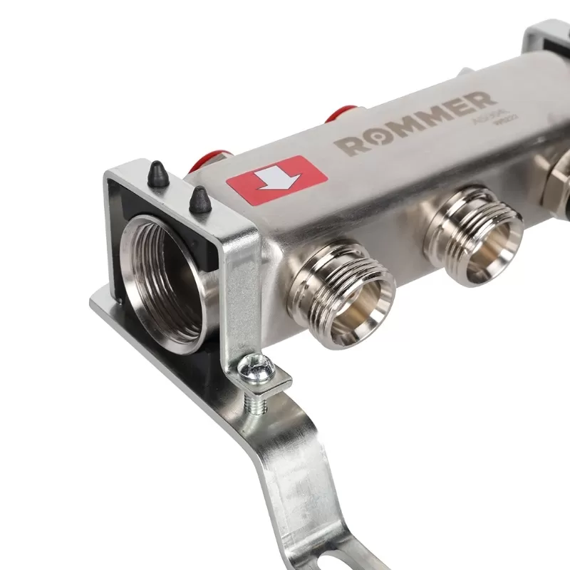 Коллектор Rommer 1"x3/4" на 2 контура с запорными клапанами (нерж. сталь) (RMS-3201-000002) Коллектор Rommer 1"x3/4" на 2 контура с запорными клапанами (нерж. сталь) (RMS-3201-000002)