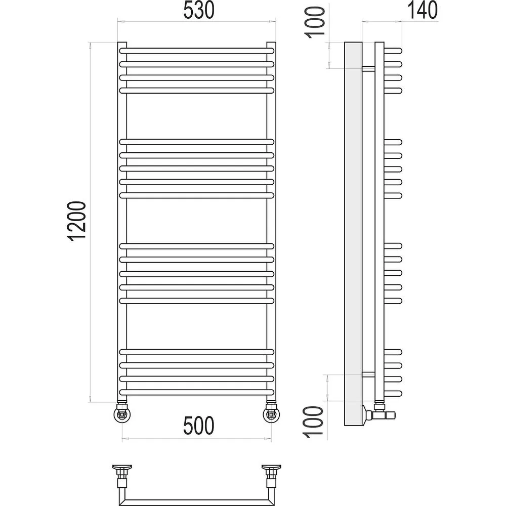 Полотенцесушитель водяной Terminus Арт П18 500х1200, нижнее подключение (4670078513397)
