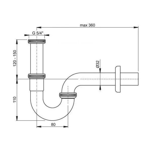 Сифон для раковины AlcaPlast (A432) (32 мм)