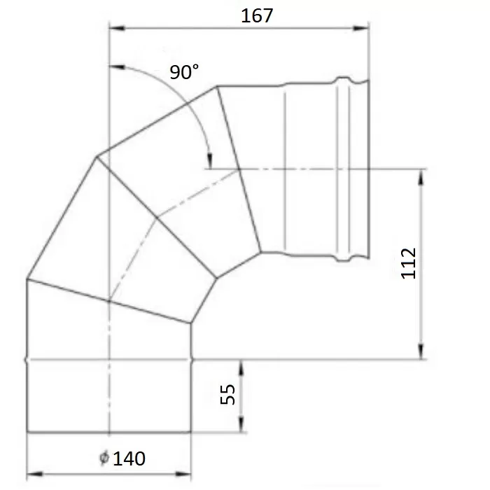 Колено угол 90° Ferrum (430/0,5 мм) Ф140 Колено угол 90° Ferrum (430/0,5 мм) Ф140