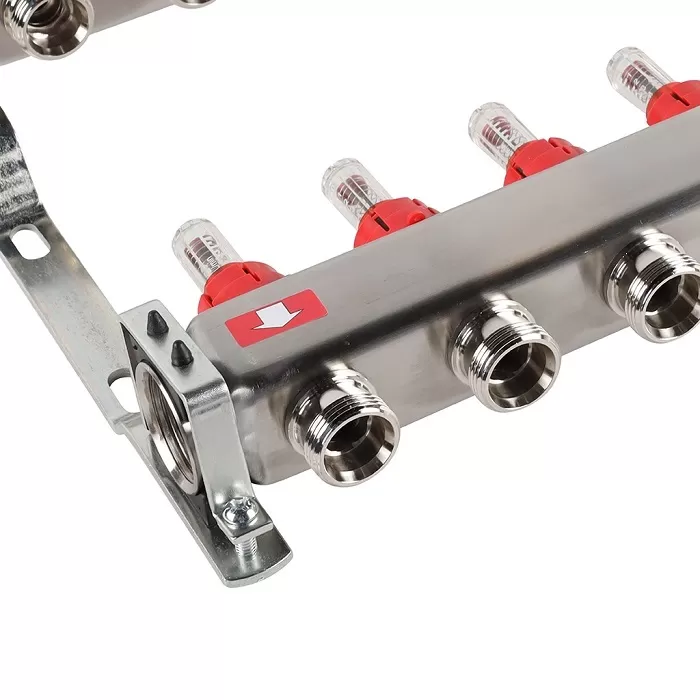 Коллектор Rommer 1"x3/4" на 8 контуров с расходомерами и запорными клапанами (RMS-1201-000008)