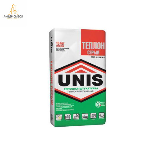 Штукатурка гипсовая Unis Теплон серая 30 кг Штукатурка гипсовая Unis Теплон серая 30 кг