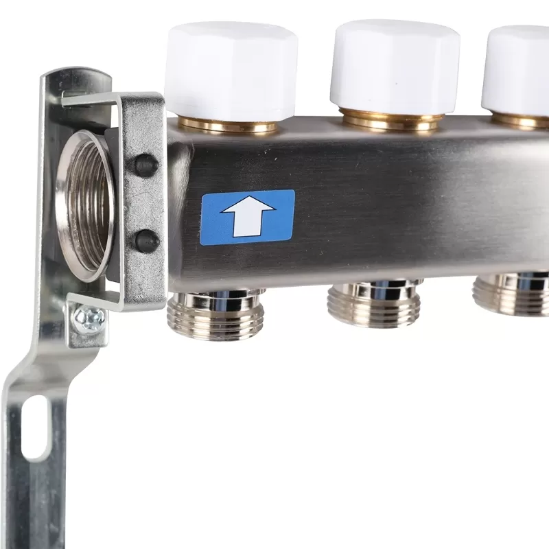 Коллектор Rommer 1"x3/4" на 5 контуров с запорными клапанами (нерж. сталь) (RMS-3201-000005)