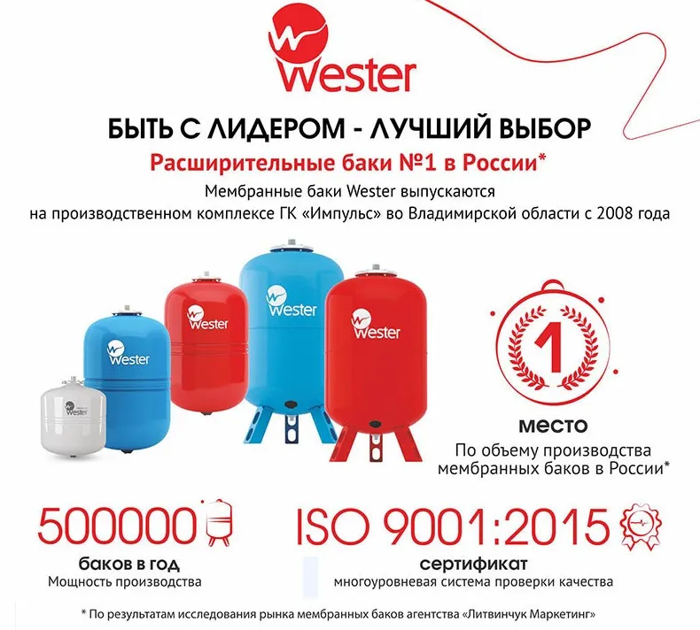 Гидроаккумулятор для водоснабжения Wester WAV 100 вертикальный Гидроаккумулятор для водоснабжения Wester WAV 100 вертикальный
